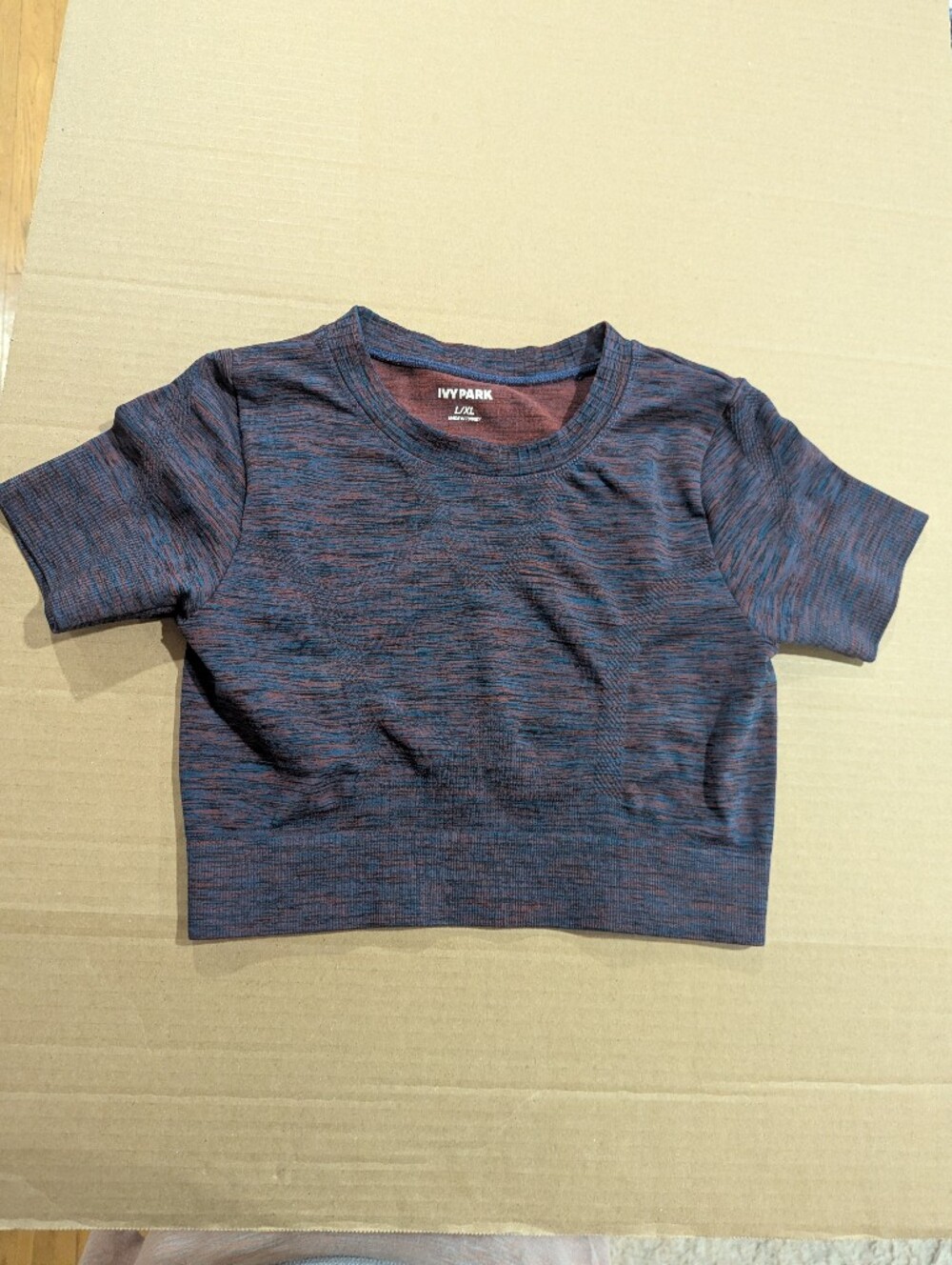 Ivy Park Seamless Athletic Crop Top Space Dye Blue Orange L/XL *NWOT
